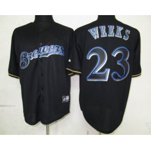 mlb jerseys milwaukee brewers #23 weeks black fashion