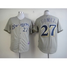 mlb jerseys milwaukee brewers #27 gomez grey[m&n]