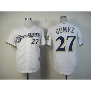 mlb jerseys milwaukee brewers #27 gomez white