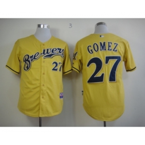 mlb jerseys milwaukee brewers #27 gomez yellow[2013 new]