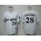 mlb jerseys milwaukee brewers #28 fielder white(cool base)