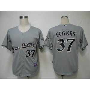 mlb jerseys milwaukee brewers #37 rogers grey(cool base)