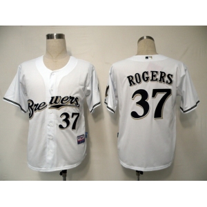 mlb jerseys milwaukee brewers #37 rogers white (cool base)