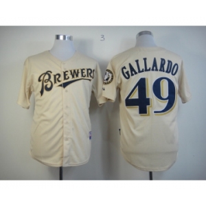 mlb jerseys milwaukee brewers #49 gallardo cream[m&n]