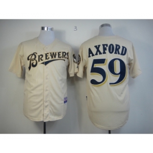 mlb jerseys milwaukee brewers #59 axford cream[m&n]