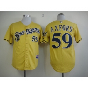 mlb jerseys milwaukee brewers #59 axford yellow[2013 new]