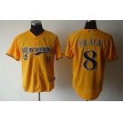 mlb jerseys milwaukee brewers #8 braun yellow