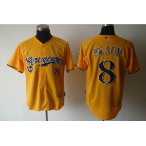 mlb jerseys milwaukee brewers #8 braun yellow