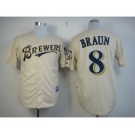 mlb jerseys milwaukee brewers #8 ryan braun cream[m&n]