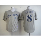 mlb jerseys milwaukee brewers #8 ryan braun grey[m&n]