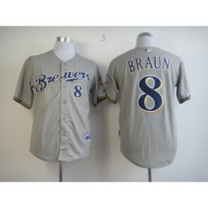 mlb jerseys milwaukee brewers #8 ryan braun grey[m&n]