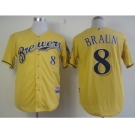 mlb jerseys milwaukee brewers #8 ryan braun yellow[2013 new]