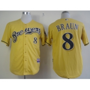 mlb jerseys milwaukee brewers #8 ryan braun yellow[2013 new]
