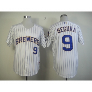 mlb jerseys milwaukee brewers #9 segura white[blue strip]