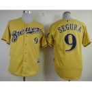 mlb jerseys milwaukee brewers #9 segura yellow[2013 new]