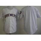 mlb jerseys milwaukee brewers blank white[blue strip]