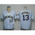 mlb milwaukee brewers #13 zack greinke white[blue strip]