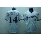 mlb milwaukee brewers #14 mcgehee white (40th patch)