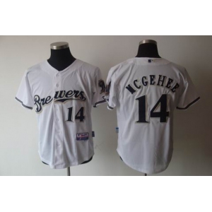 mlb milwaukee brewers #14 mcgehee white(cool base)