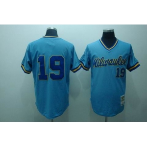 mlb milwaukee brewers #19 blue m&n