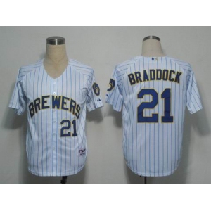 mlb milwaukee brewers #21 braddock white[braddock][blue strip]