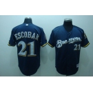 mlb milwaukee brewers #21 escobar blue[40th patch]