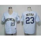 mlb milwaukee brewers #23 weeks white[blue strip]