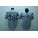 mlb milwaukee brewers #28 fielder  grey[40th patch]