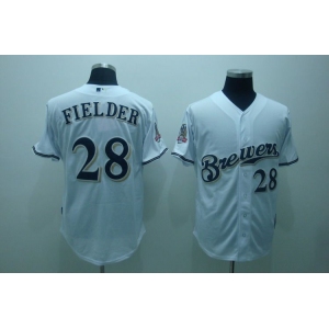 mlb milwaukee brewers #28 fielder white(40th)