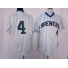 mlb milwaukee brewers #4 paul molitor 1982 m&n white(blue strip)