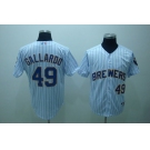 mlb milwaukee brewers #49 gallardo white(blue strip)