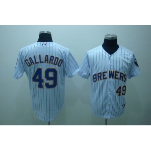 mlb milwaukee brewers #49 gallardo white(blue strip)