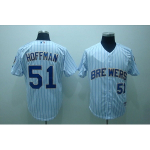 mlb milwaukee brewers #51 hoffman white(blue strip)