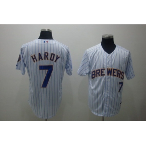 mlb milwaukee brewers #7 hardy white(blue strip)