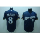 mlb milwaukee brewers #8 braun  blue[40th patch]