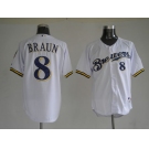 mlb milwaukee brewers #8 ryan brau white(cool base)