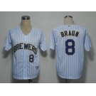 mlb milwaukee brewers #8 ryan braun white[2011 new blue strip]