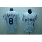 mlb milwaukee brewers #8 ryan braun white(blue strip)