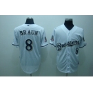 mlb milwaukee brewers #8 white(40th)