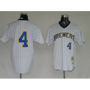 mlb milwaukee brewers molitor #4 m&n white(blue strip)