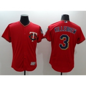 Men Minnesota Twins #3 Harmon Killebrew Majestic Red Flexbase Authentic Collection Player Jersey