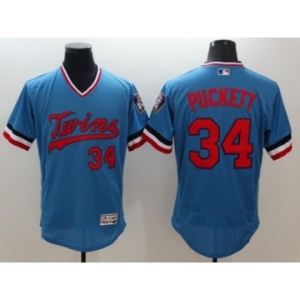 Men Minnesota Twins #34 Kirby Puckett Majestic Blue Flexbase Authentic Collection Cooperstown Player Jersey