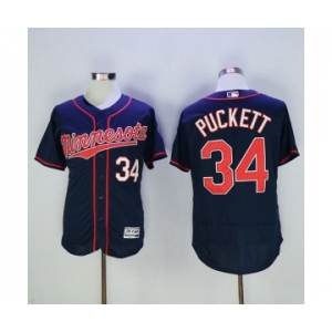 Men Minnesota Twins #34 Kirby Puckett Majestic Blue Flexbase Authentic Collection Player Jersey