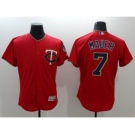 Men Minnesota Twins #7 Joe Mauer Majestic Red Flexbase Authentic Collection Player Jersey