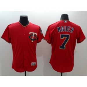 Men Minnesota Twins #7 Joe Mauer Majestic Red Flexbase Authentic Collection Player Jersey