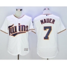 Men Minnesota Twins #7 Joe Mauer Majestic White Flexbase Authentic Collection Player Jersey