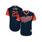 Men's 2017 Little League World Series Twins #21 Jason Castro Stro Navy Jersey