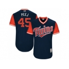 Men's 2017 Little League World Series Twins #45 Phil Hughes Peej Navy Jersey