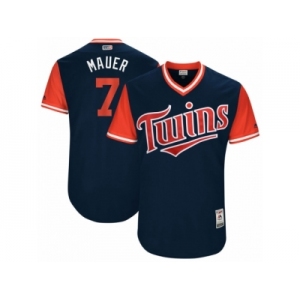 Men's 2017 Little League World Series Twins Joe Mauer #7 Mauer Navy Jersey