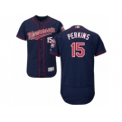 Men's Majestic Minnesota Twins #15 Glen Perkins Navy Blue Flexbase Authentic Collection MLB Jersey